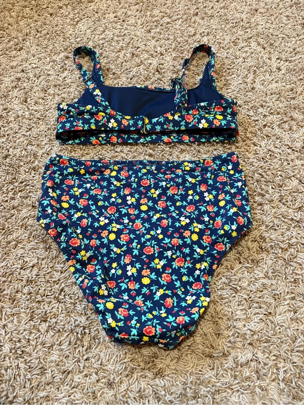 Lands End Floral High Waisted Bikini Womens size 4